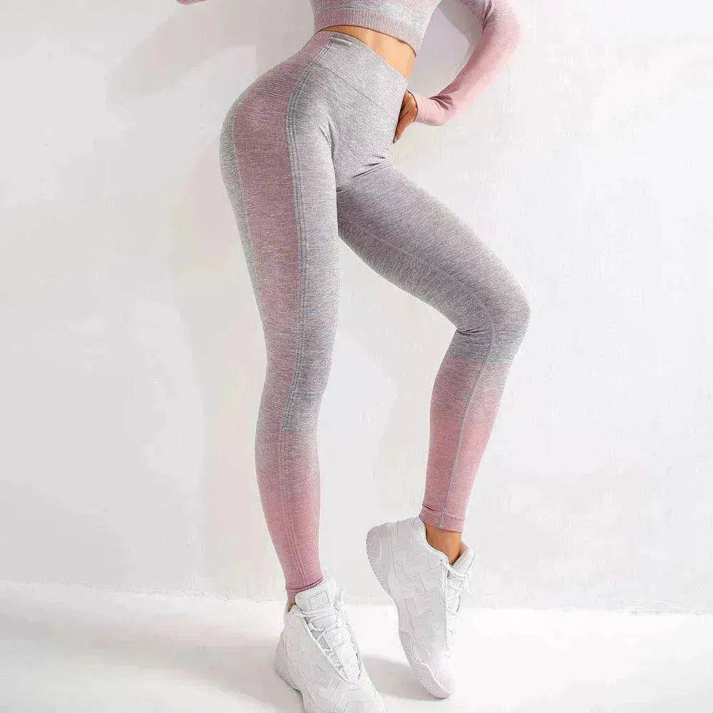 Legging de sport taille haute femme tricoté pour entraînement course yoga