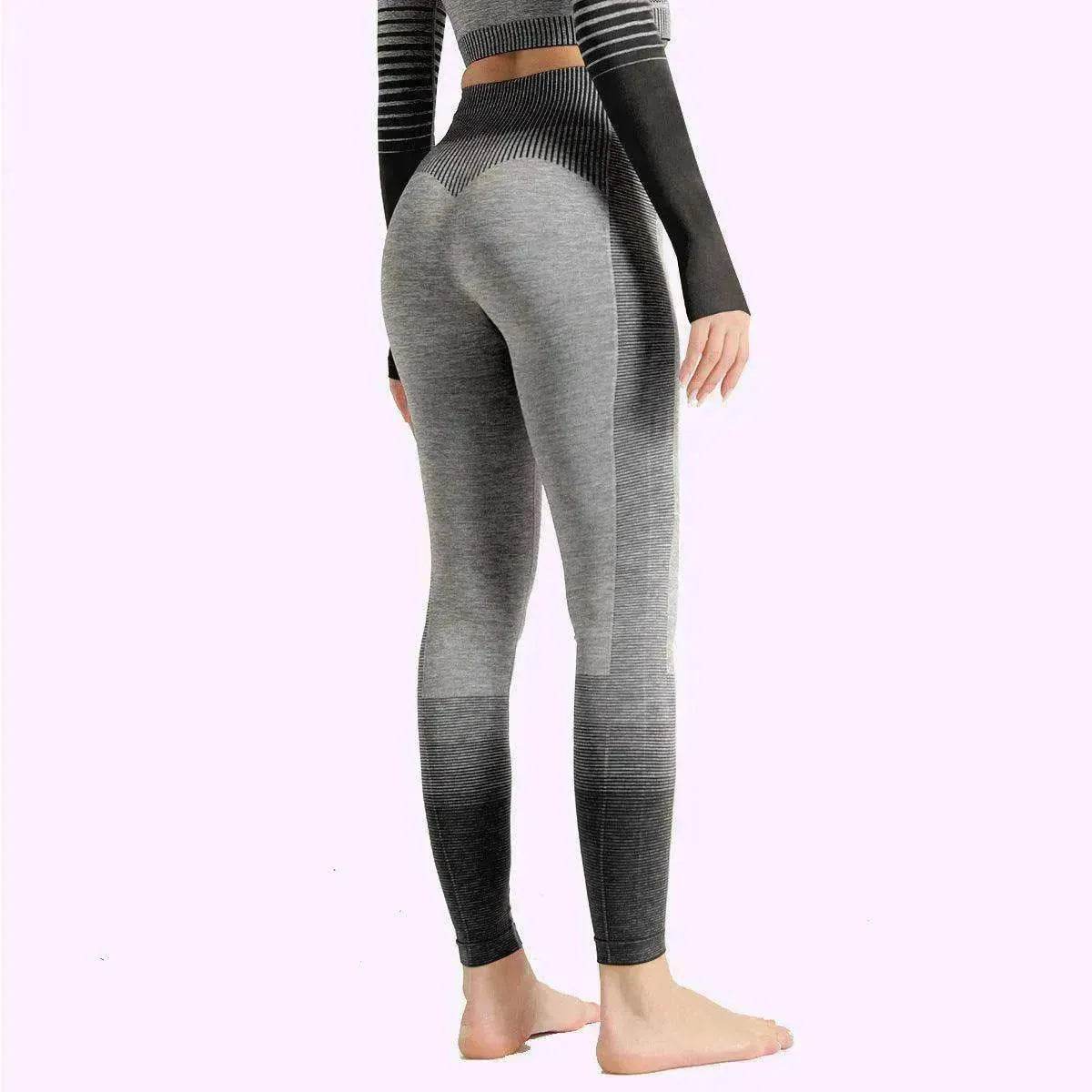 Legging de sport taille haute femme tricoté pour entraînement course yoga