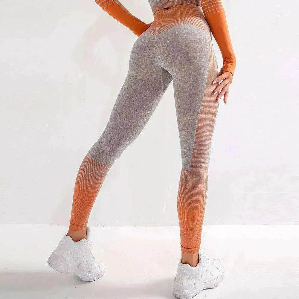 Legging de sport taille haute femme tricoté pour entraînement course yoga