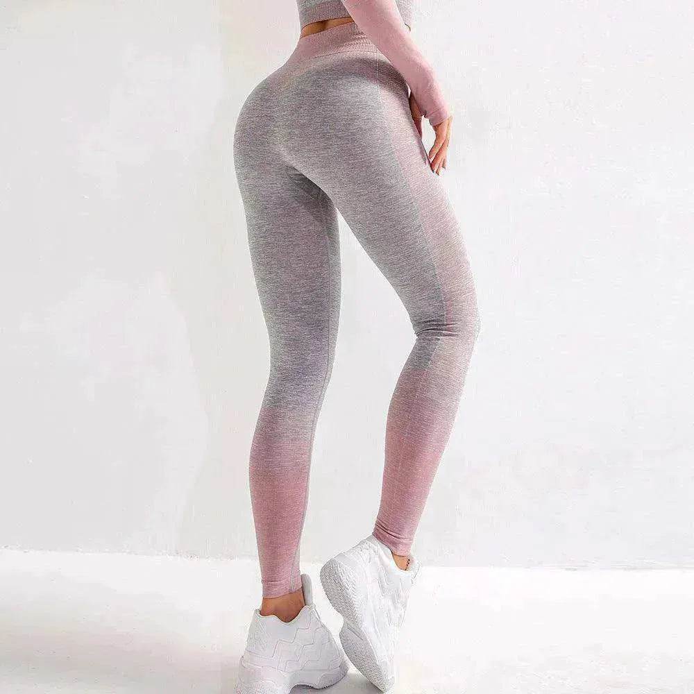 Legging de sport taille haute femme tricoté pour entraînement course yoga