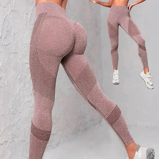 Pantalon de yoga sans coutures taille haute pour femmes, imprimé à pois ou à rayures, rehausseur de fesses, legging de fitness, de course ou de sport pour la gym